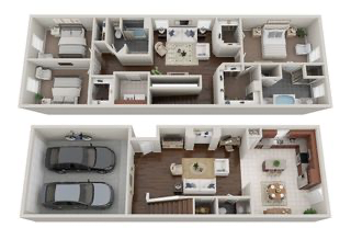 B 3 Bedrooms2.5 Bathrooms (2,200 sqft)